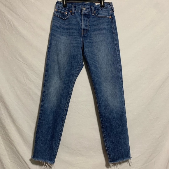 Levi's | White Oak Cone Denim High Waisted Wedgie Fit Raw Hem Jeans - Size 28 - Picture 2 of 7